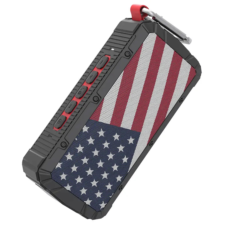 Magnetic golf cart speaker custom printed with a full-coverage United States flag design.