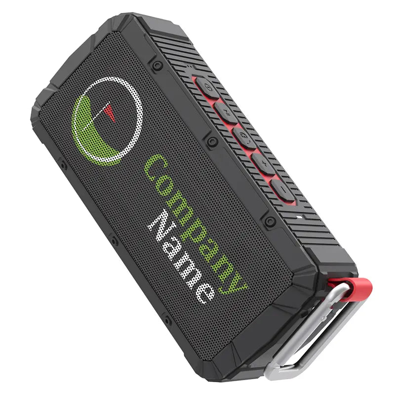 Promotional golf tournament bluetooth speaker customizable with your business corporate logo.
