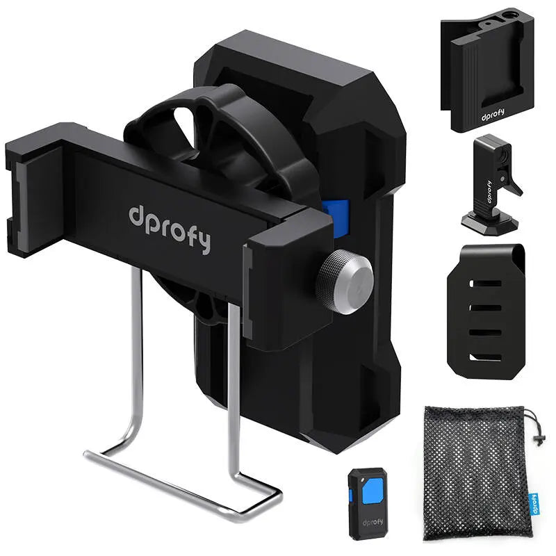 Dprofy GM10 magnetic golf phone mount with remote and mesh bag.