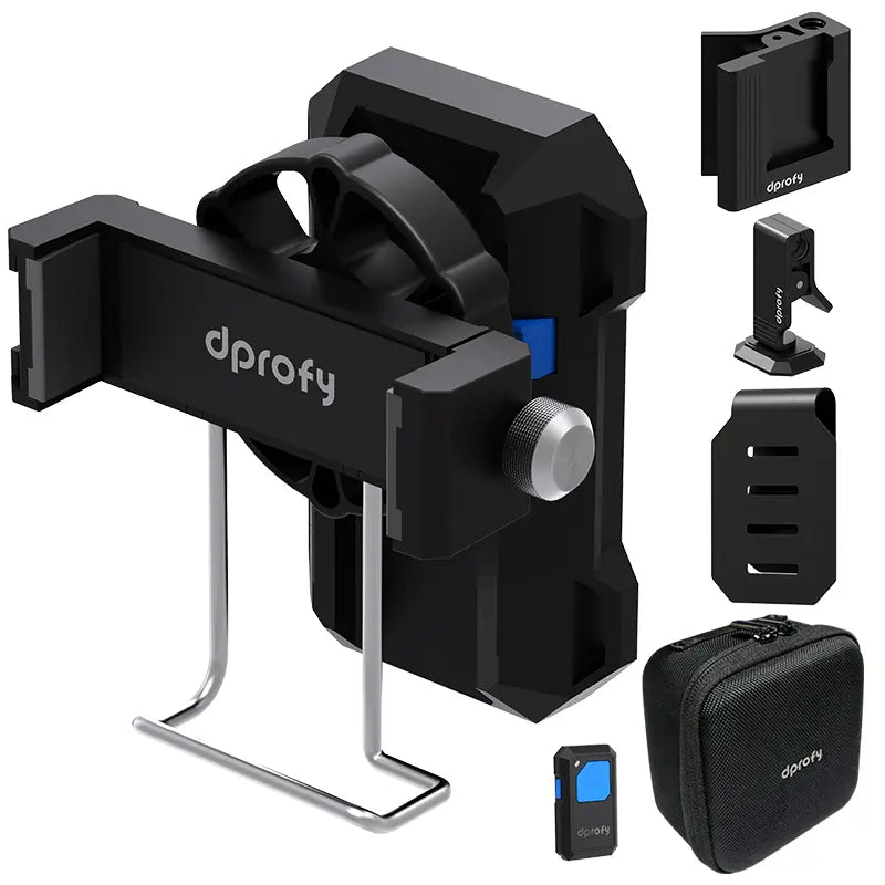 Dprofy magnetic golf phone mount swing aid with remote and storage case.